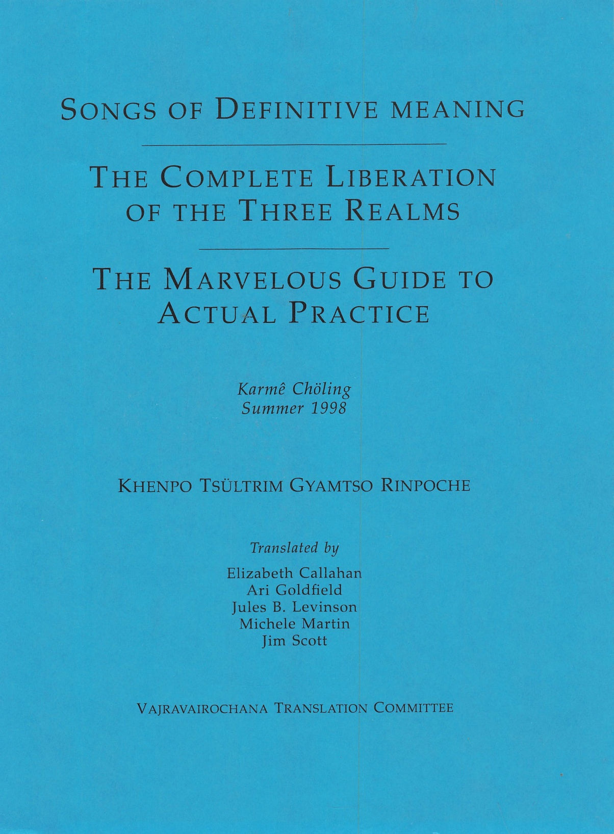 Khenpo Tsultrim Songs of Definitive Meaning (PDF)