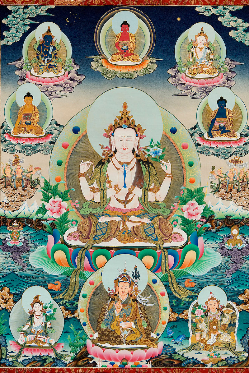 Chenrezig with 5 buddhas (Free Picture download)