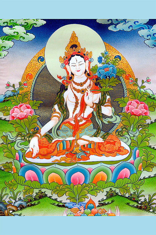White Tara arising from the lake (Free picture download)