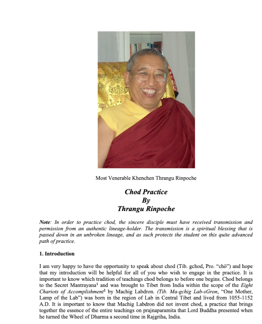 Chod Practice by Thrangu Rinpoche (Buddhist Practices)