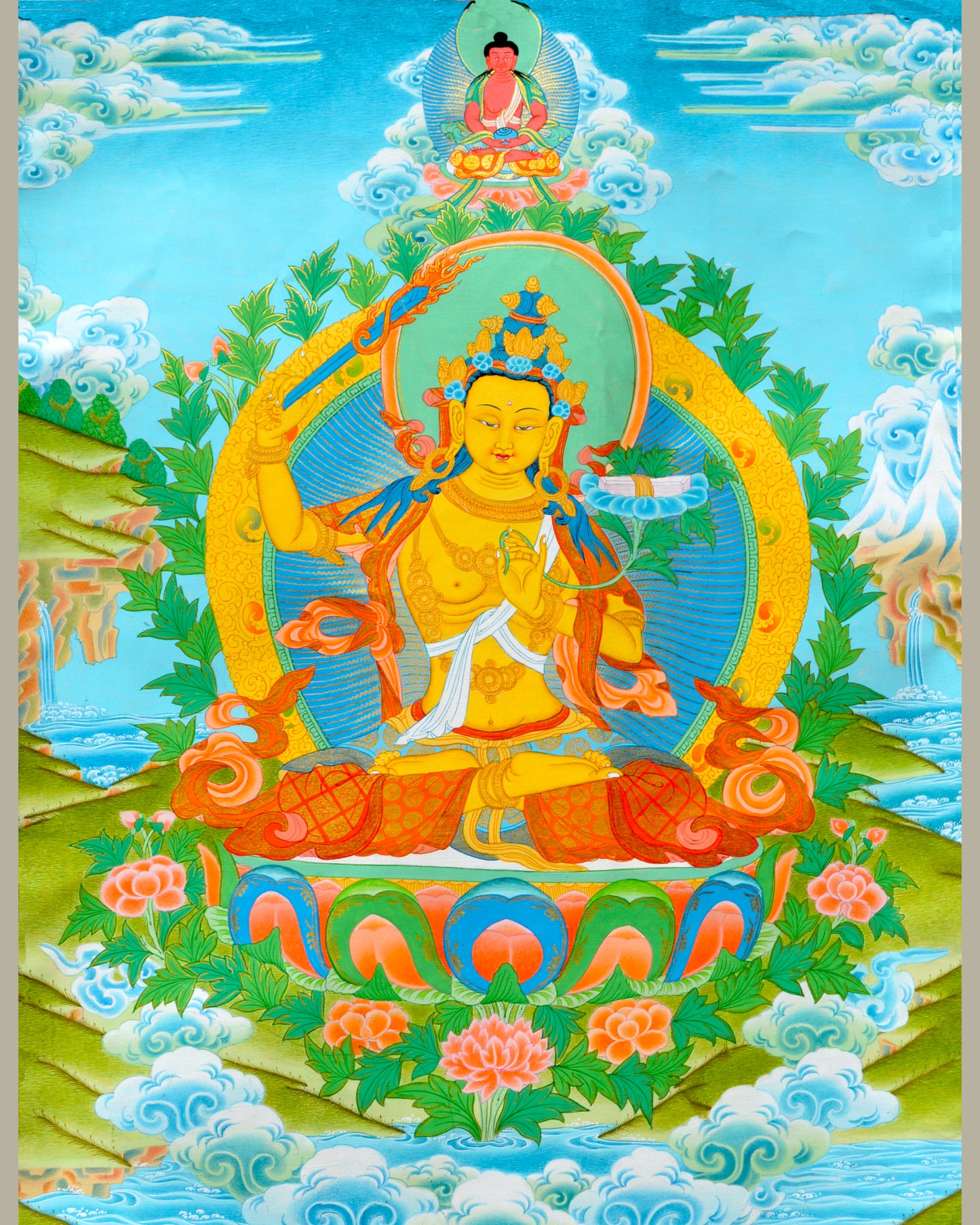 Manjushri arising from the lake (Free Picture Download)